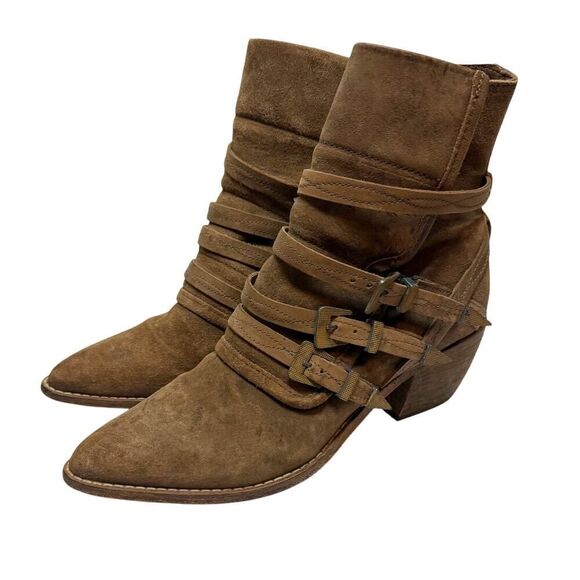 Free People Mason Distressed Suede Buckle Boots Sz. 39 (US 8.5) - Picture 2 of 10
